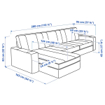 Диван 3-местный с оттоманкой - IKEA KIVIK/КИВИК ИКЕА, бежевый