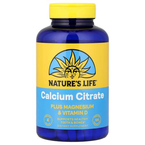 Nature's Life, цитрат кальция с магнием и витамином D, 120 таблеток