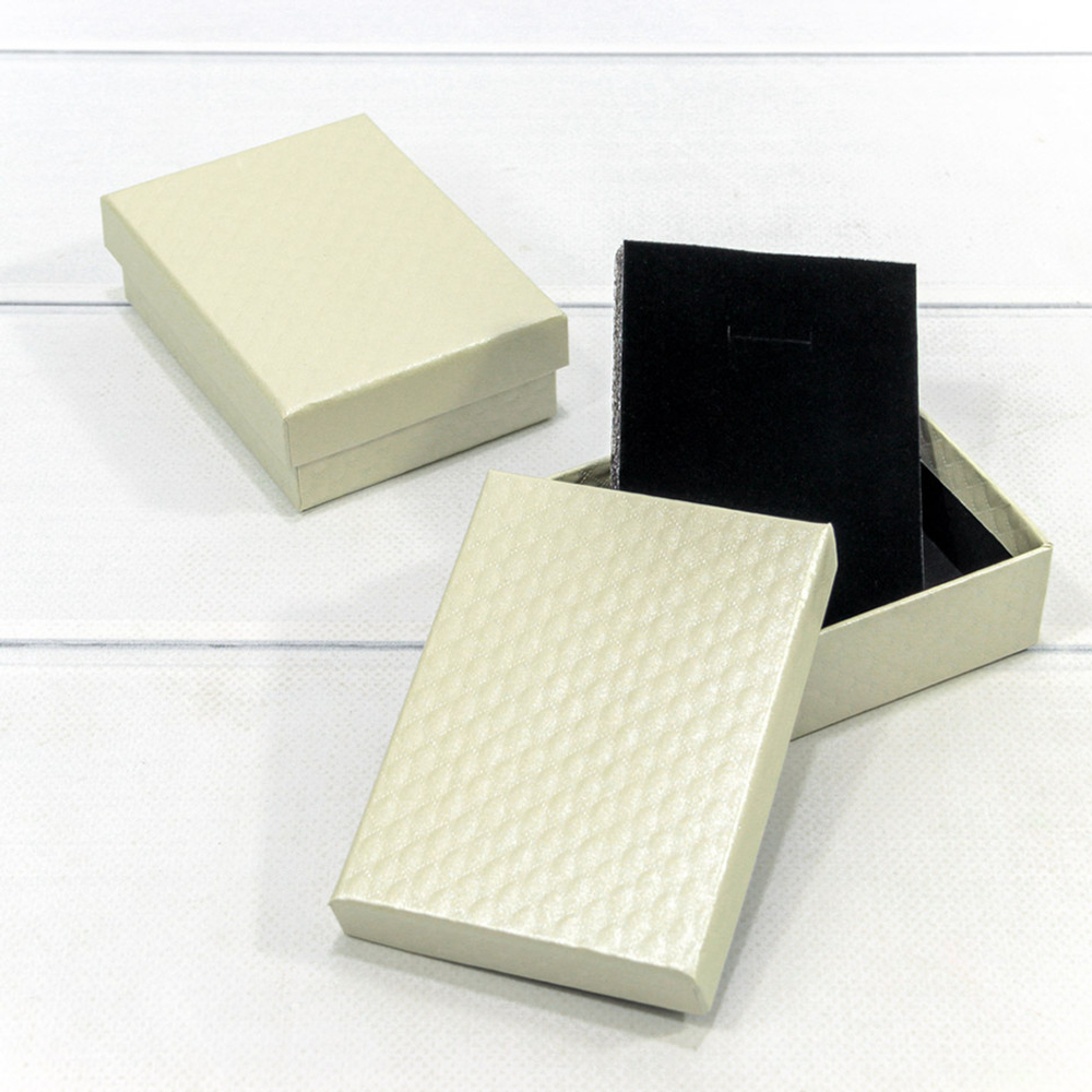 Коробка Ювелирная 11х8х3.4 см Набор 2 шт "Ромбики" (Бежевый)