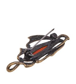 AM-4219 Брошь «Зонтик Готика» (латунь, янтарь)