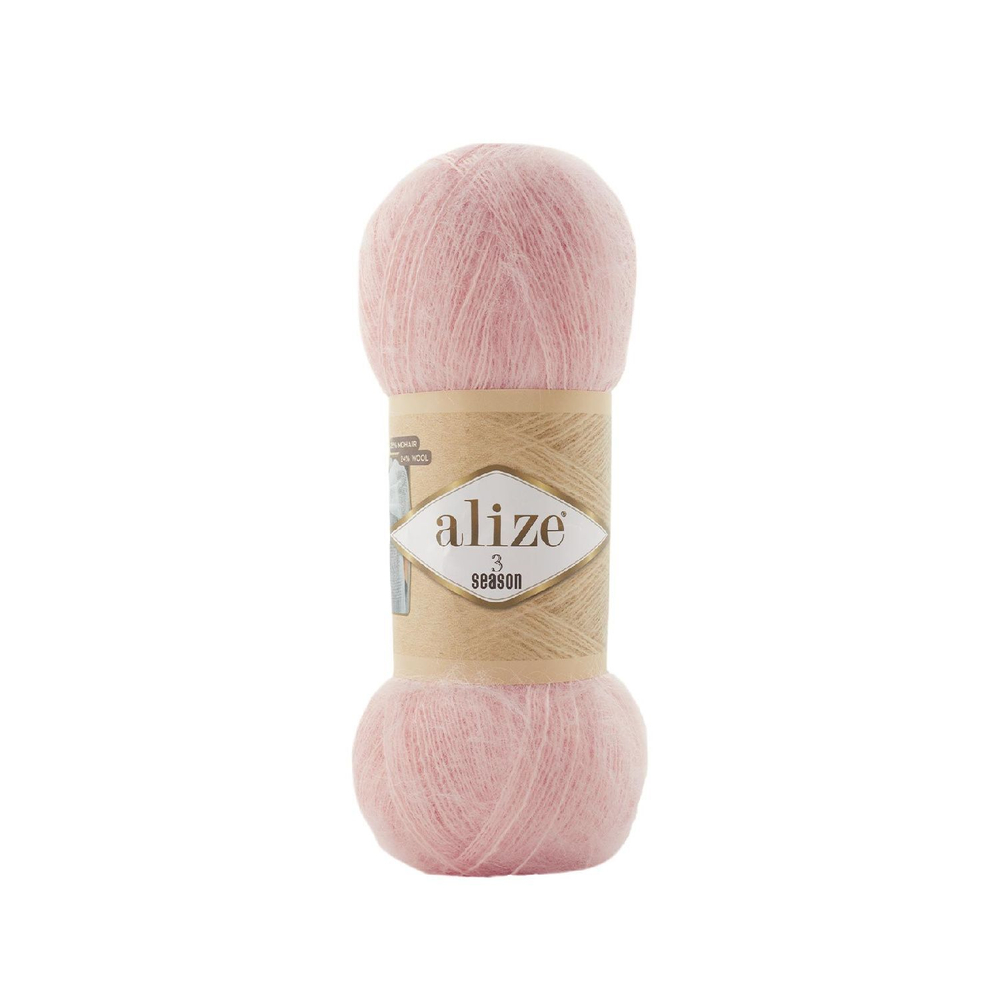 Мохер "3 сезона" (3 Season) пряжа Alize 25%мохер 24%шерсть 51%акрил 5х100г/500м (271 св.розовый)