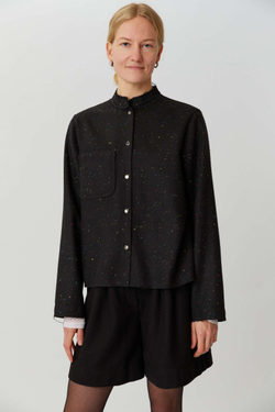 Жакет из черной шерсти с вкраплениями