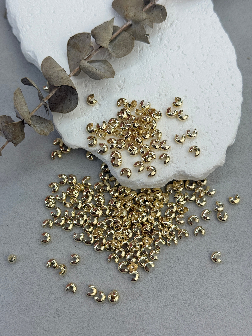 Обжимные бусины 4 мм, позолота 14к, 100 шт