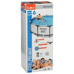Бассейн Steel Pro Max Каркасный круглый, 366 х100 см