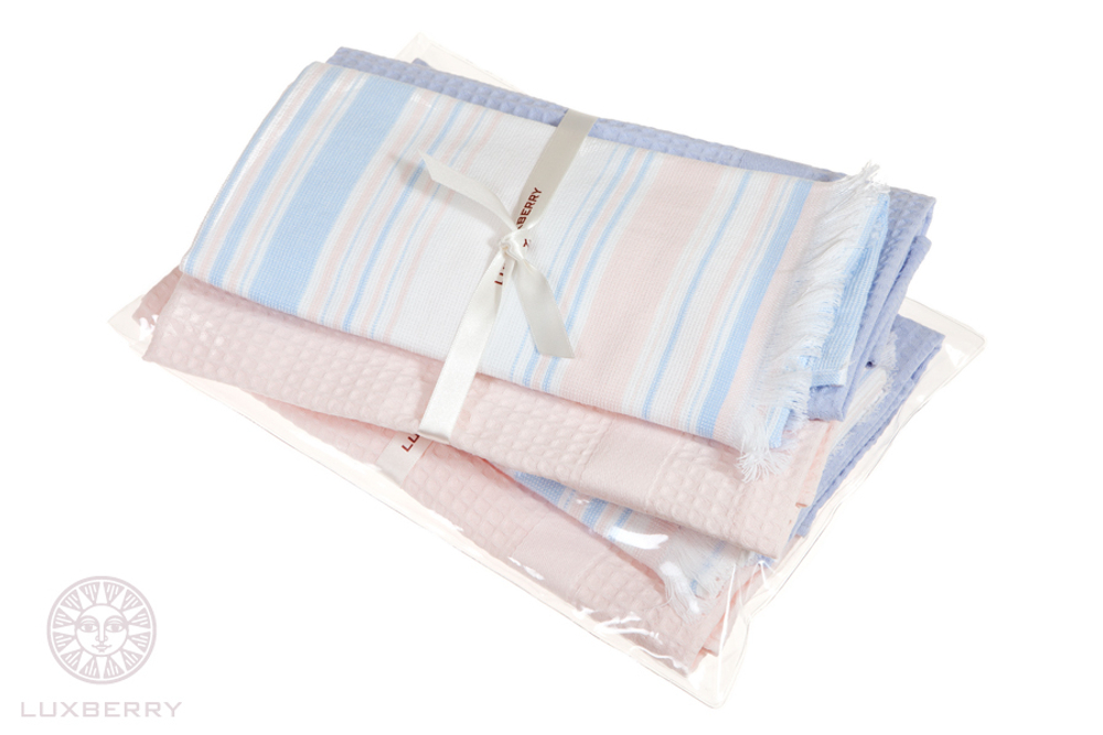 Подарочный набор кухонных полотенец Акварель розовый от Luxberry Португалия