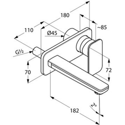 Смеситель для раковины Kludi E2 настенный 180 мм (492440575)
