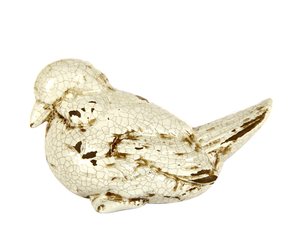 Элитная статуэтка Птичка Craquelure кремовая левая от Sporvil