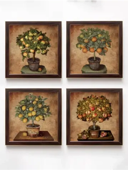 Картины на стену интерьерная на холсте 4 шт, 23*23 см