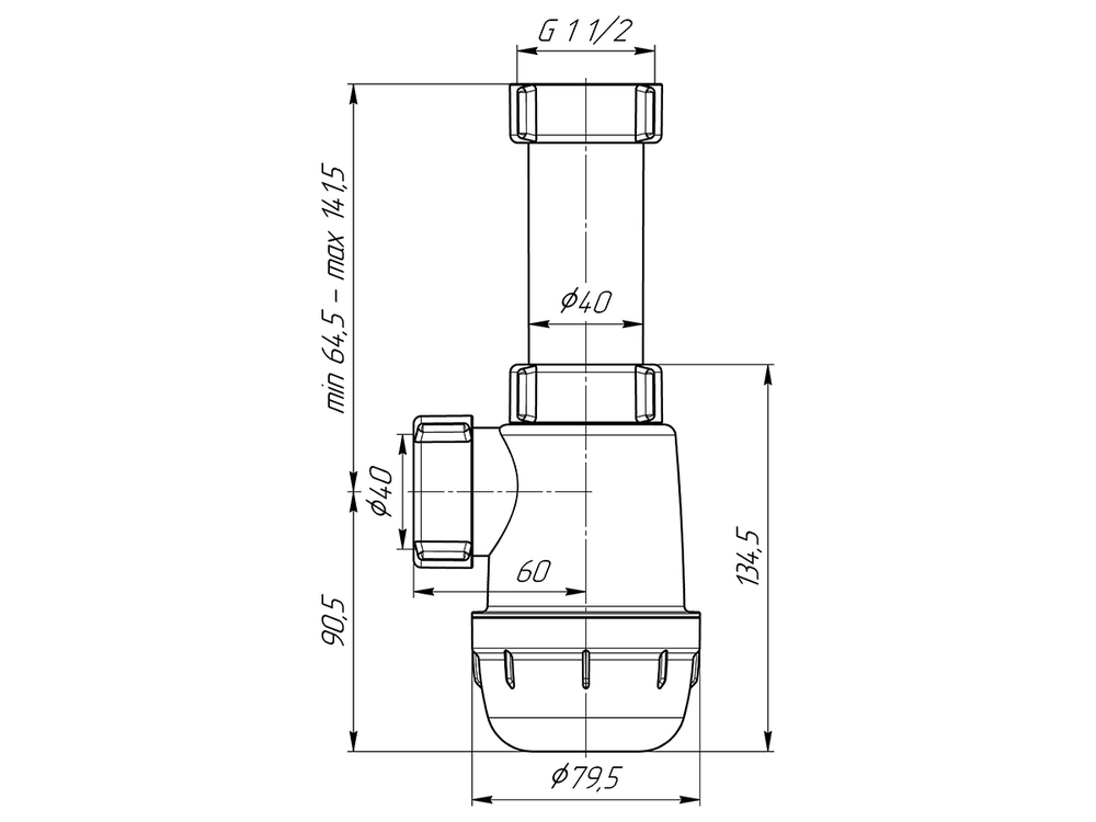 Сифон 1 1/2*40 Ani Грот без выпуска А0120 АНИ пласт