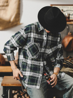 American Ретро Рубашка с длинными рукавами в крупную клетку с накладными карманами/