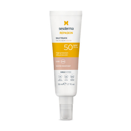 Sesderma REPASKIN SILK TOUCH COLOUR Facial sunscreen SPF 50 | Средство солнцезащитное с нежностью шелка с тонирующим эффектом для лица СЗФ 50