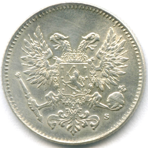 50 пенни 1917 год (S). Россия для Финляндии (орел без корон). XF