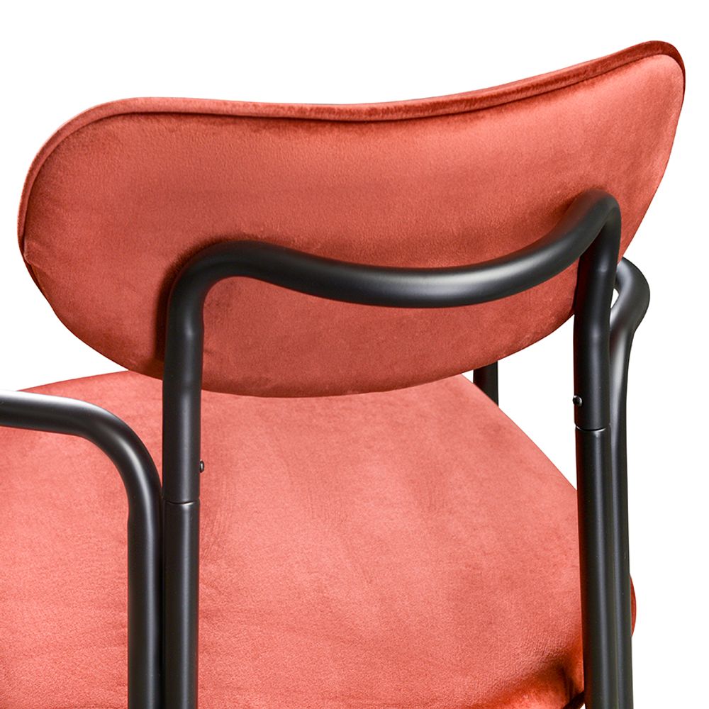 Стул Ror, Round, велюр, черный/темно-красный