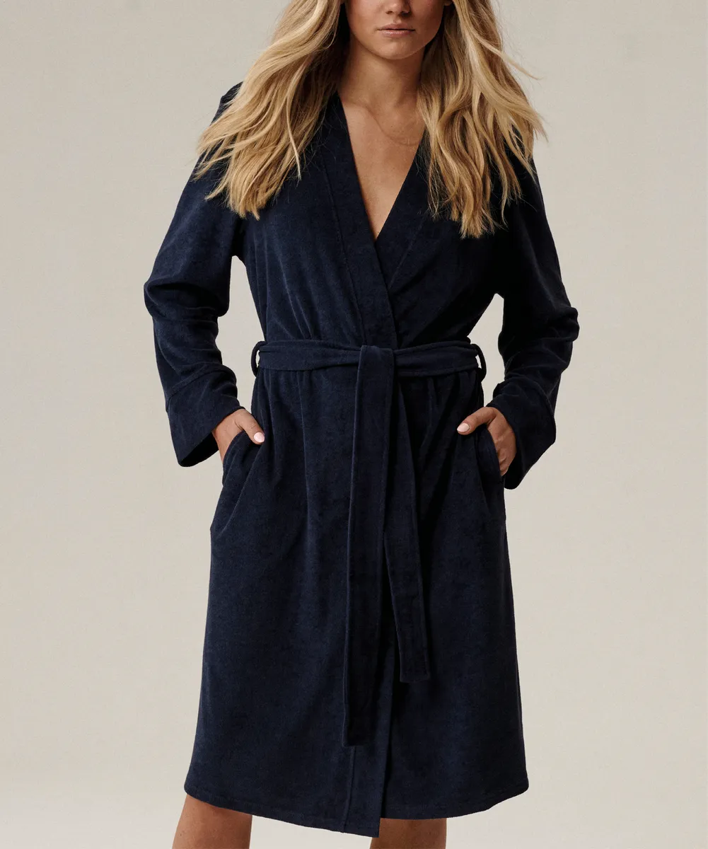 Женский халат Atlantic, 1 шт. в уп., хлопок, темно-синий, SZL-002