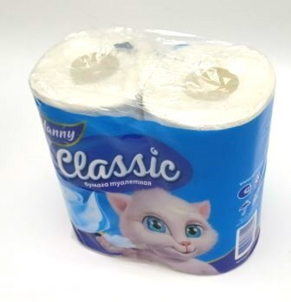 HANNY Classic Туалет бумага Белая 2-хслойн 4рулона 17.5 м