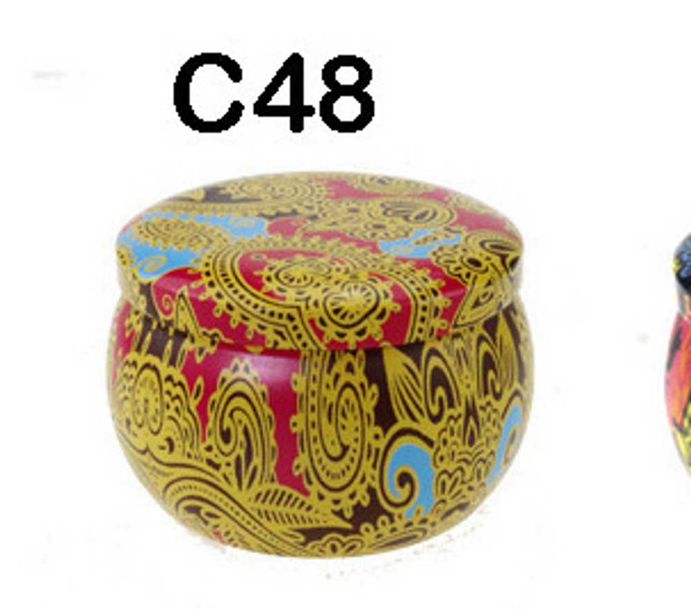 294048 Банка Орнамент C48  h=5см, d=7,7см, 150мл, жесть желтый