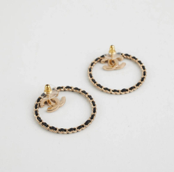 Серьги Chanel Crystal Lambskin CC Chain Hoop Earrings