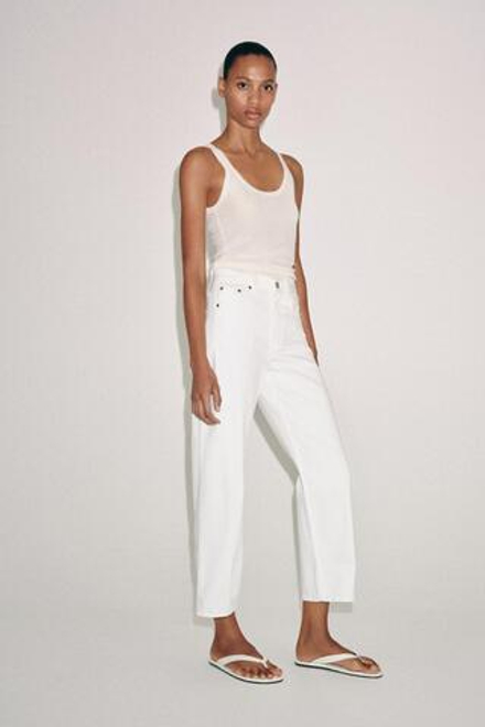 ZARA ДЖИНСЫ ZW COLLECTION ANKLE RELAXED СО СРЕДНЕЙ ПОСАДКОЙ, БЕЛЫЙ