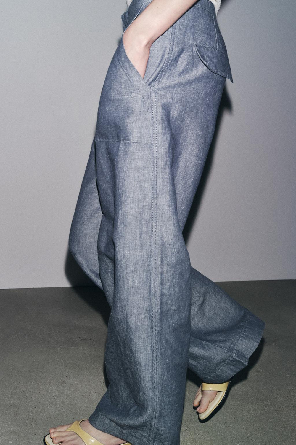 Брюки wide-leg из льняной ткани — zw collection