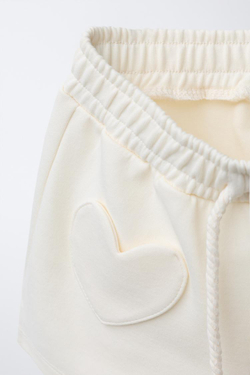 ZARA ШОРТЫ INTERLOCK С КАРМАНАМИ-СЕРДЕЧКАМИ, ЭКРЮ