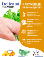 Cухой полнорационный корм для взрослых собак средних пород курица с овощами Delicana 15кг