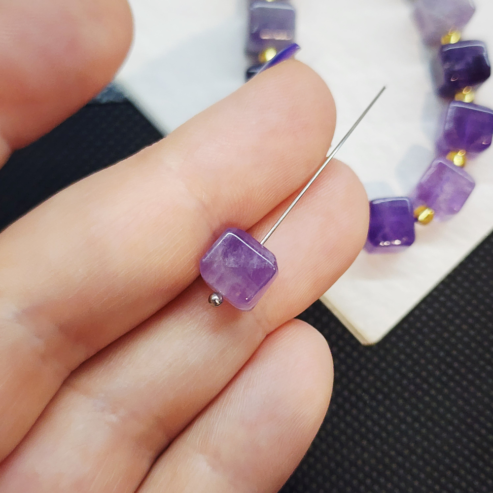 Аметист, бусина кубик 8мм, штучно