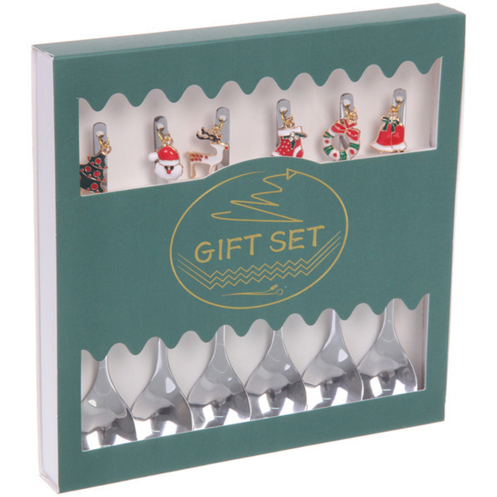 Набор чайных ложек 6шт «Новогодний микс» в подарочной коробке, серебро
