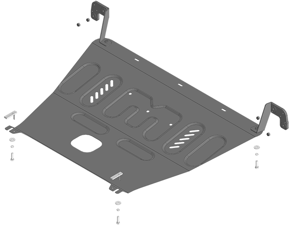 Защита картера двигателя, КПП. 2 мм, Сталь для Renault Samsung XM3 2020-2024, Motodor.71711