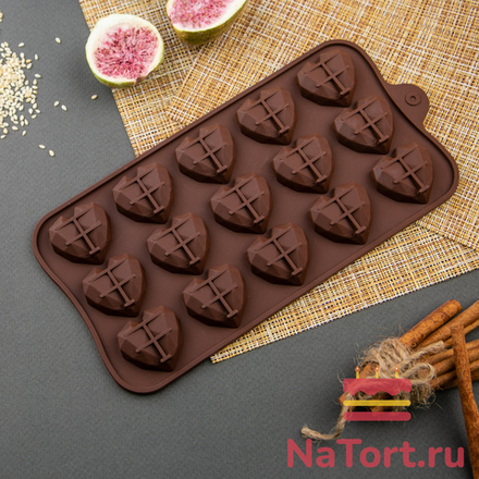 Форма силиконовая «Хрустальные сердца» 15 ячеек