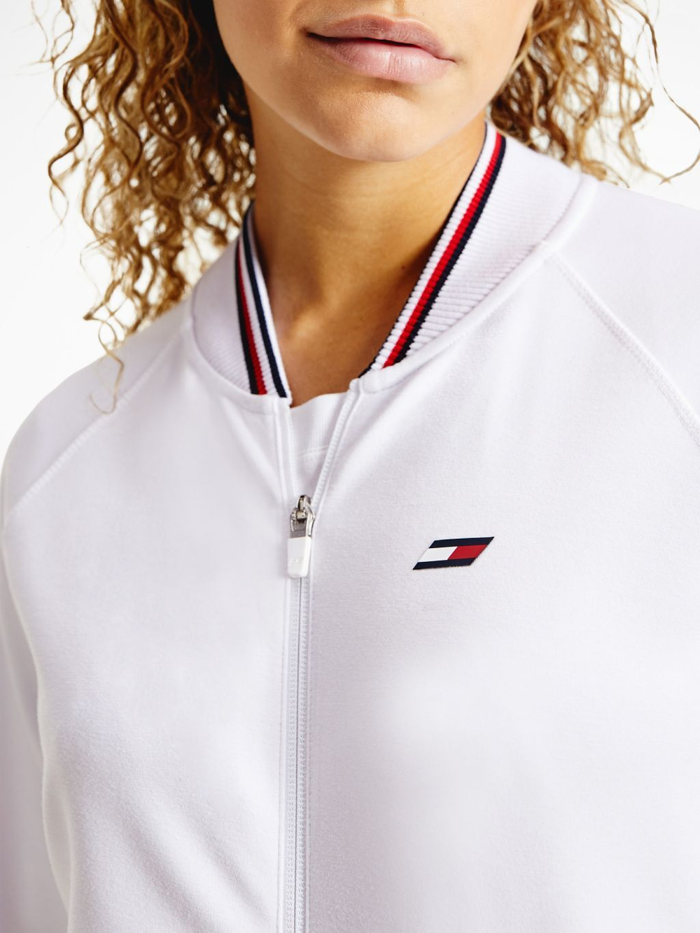 Женская теннисная куртка Tommy Hilfiger Relaxed Sueded Modal GS Bomber - White