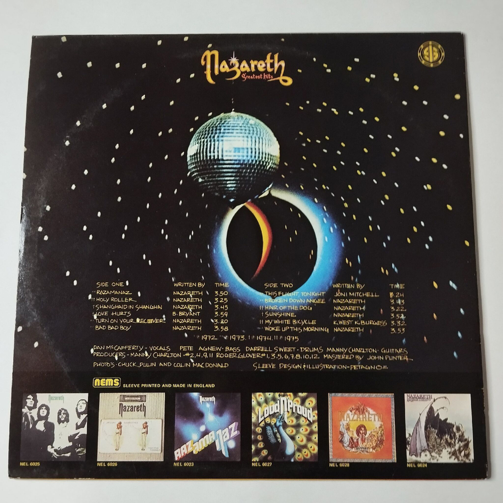 Винтажная виниловая пластинка LP Nazareth Greatest Hits (Ireland 1975)