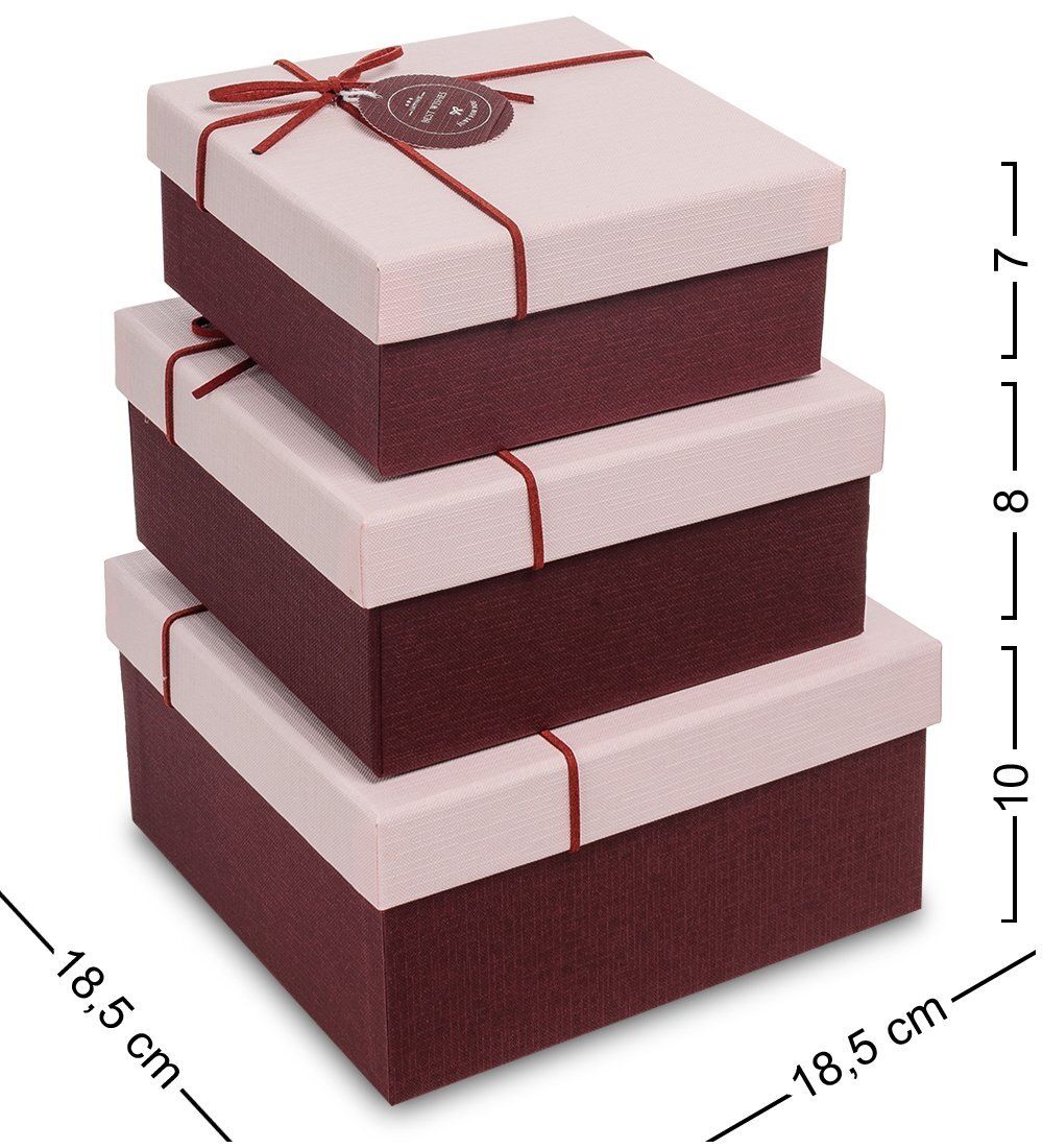 WF-77-B Набор коробок из 3шт «Квадрат» цв.борд./роз.