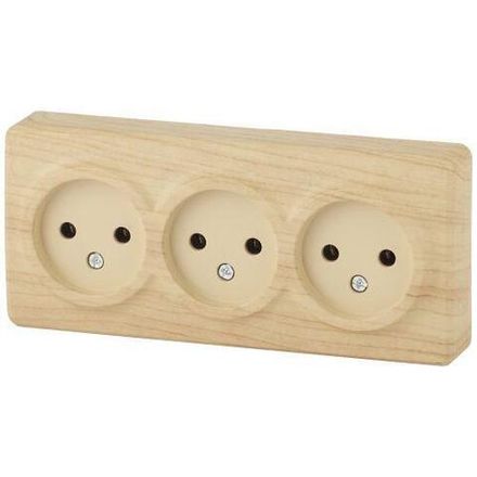 Розетка 3-м ОП Эра Эксперт 11-2207-11 16А IP20 250В 3х2P сосна Эра Б0020699