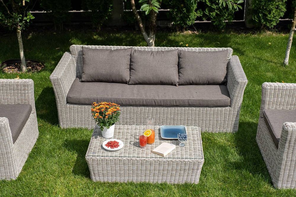 "Капучино" диван из искусственного ротанга трехместный, цвет бежевый