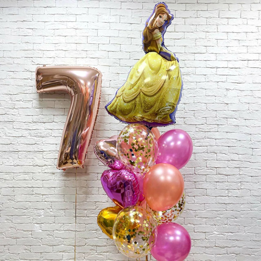 Воздушная композиция из шаров с принцессой и цифрой