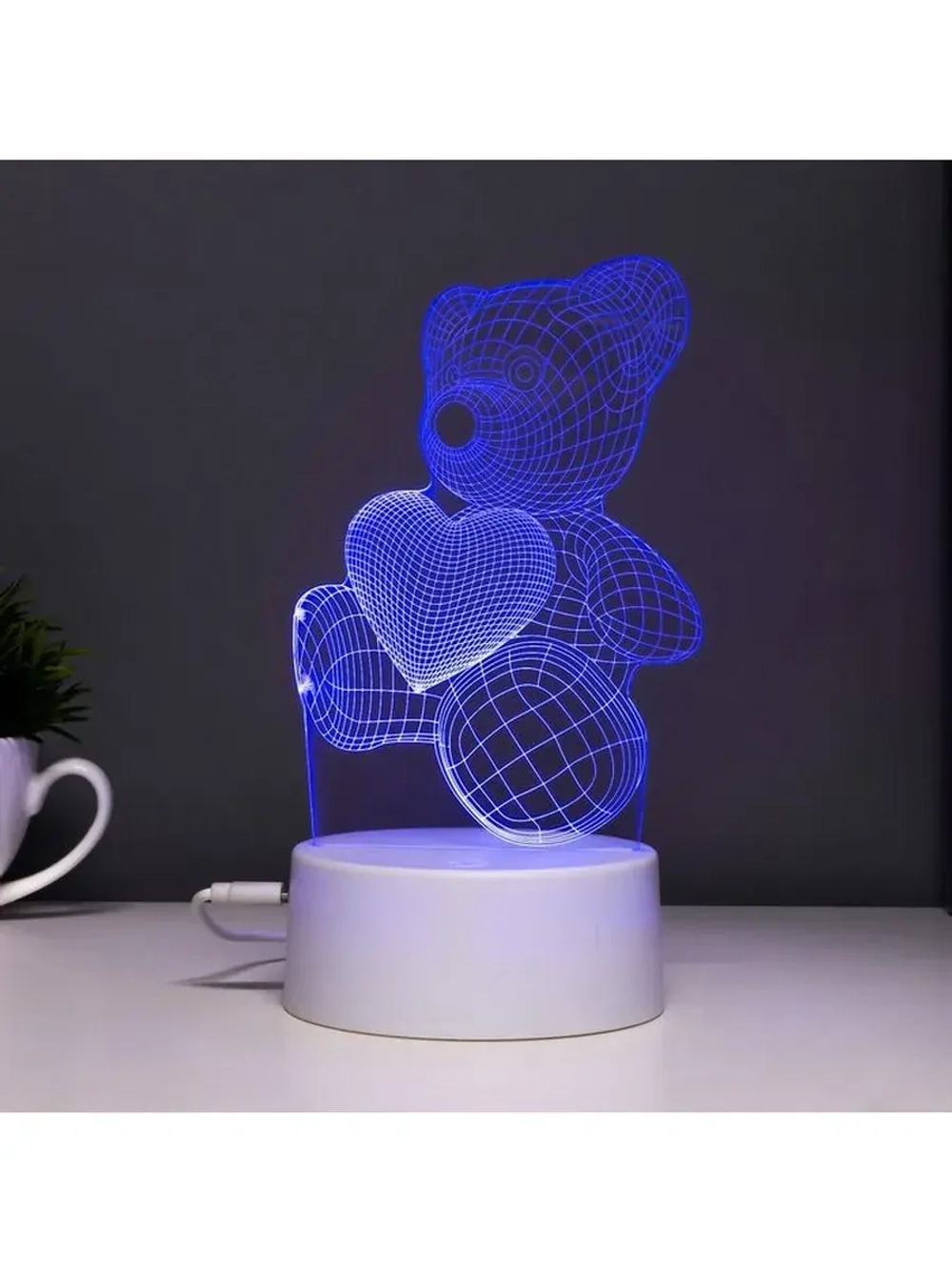 Светильник сенсорный «Мишутка» LED 7 цветов USB/от батареек