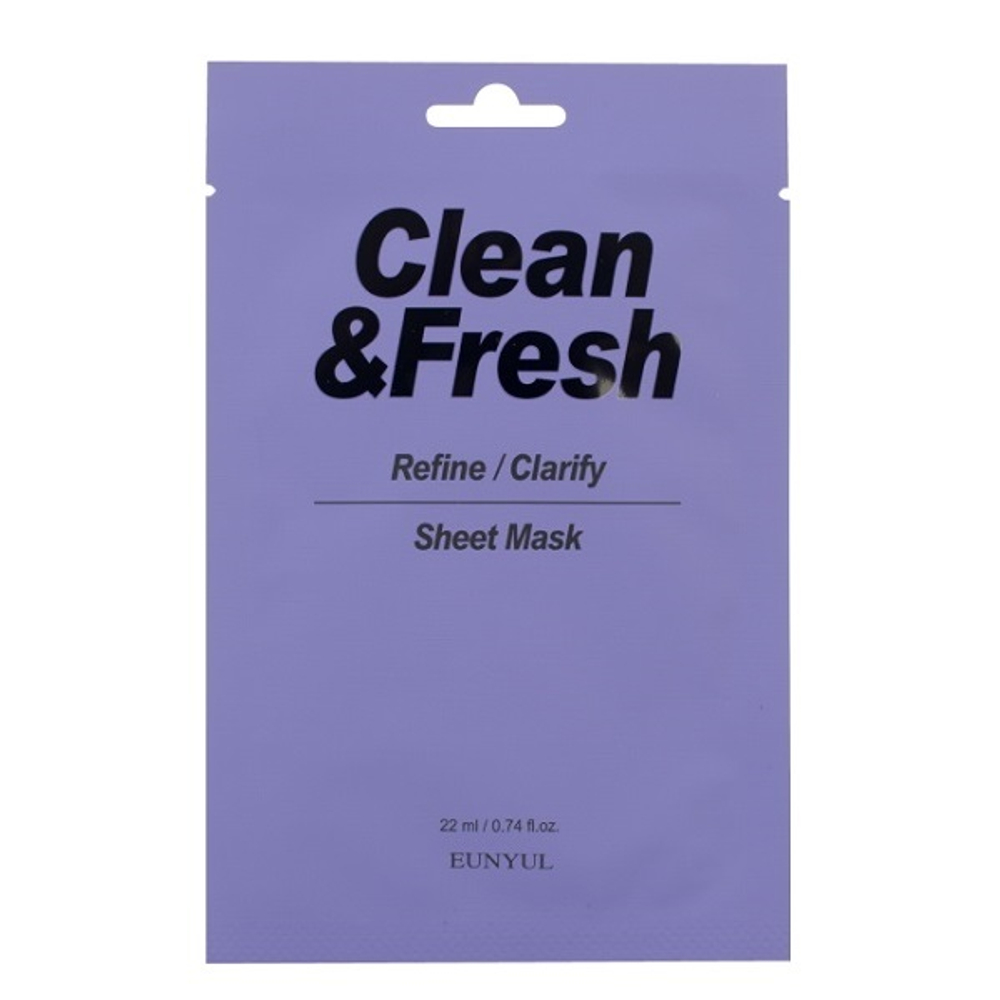 Маска тканевая для выравнивания тона и рельефа лица Eunyul Clean&Fresh Refine Clarify Sheet Mask