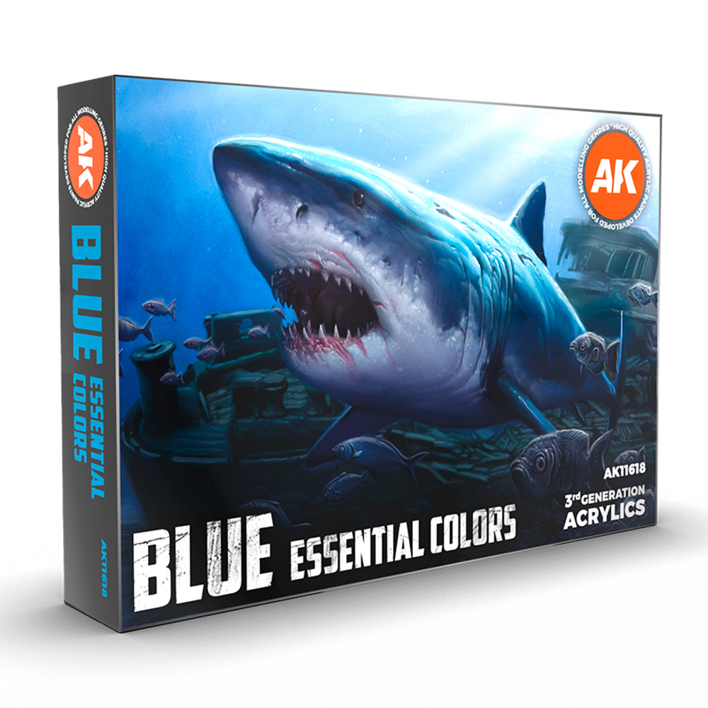 Набор акриловых красок AK Interactive Blue Essential Colors 3-gen Set