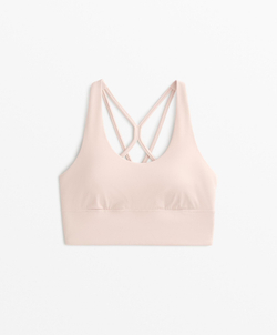 Oysho Спортивный бюстгальтер Comfortlux со средней степенью поддержки, светлый серо-коричневый