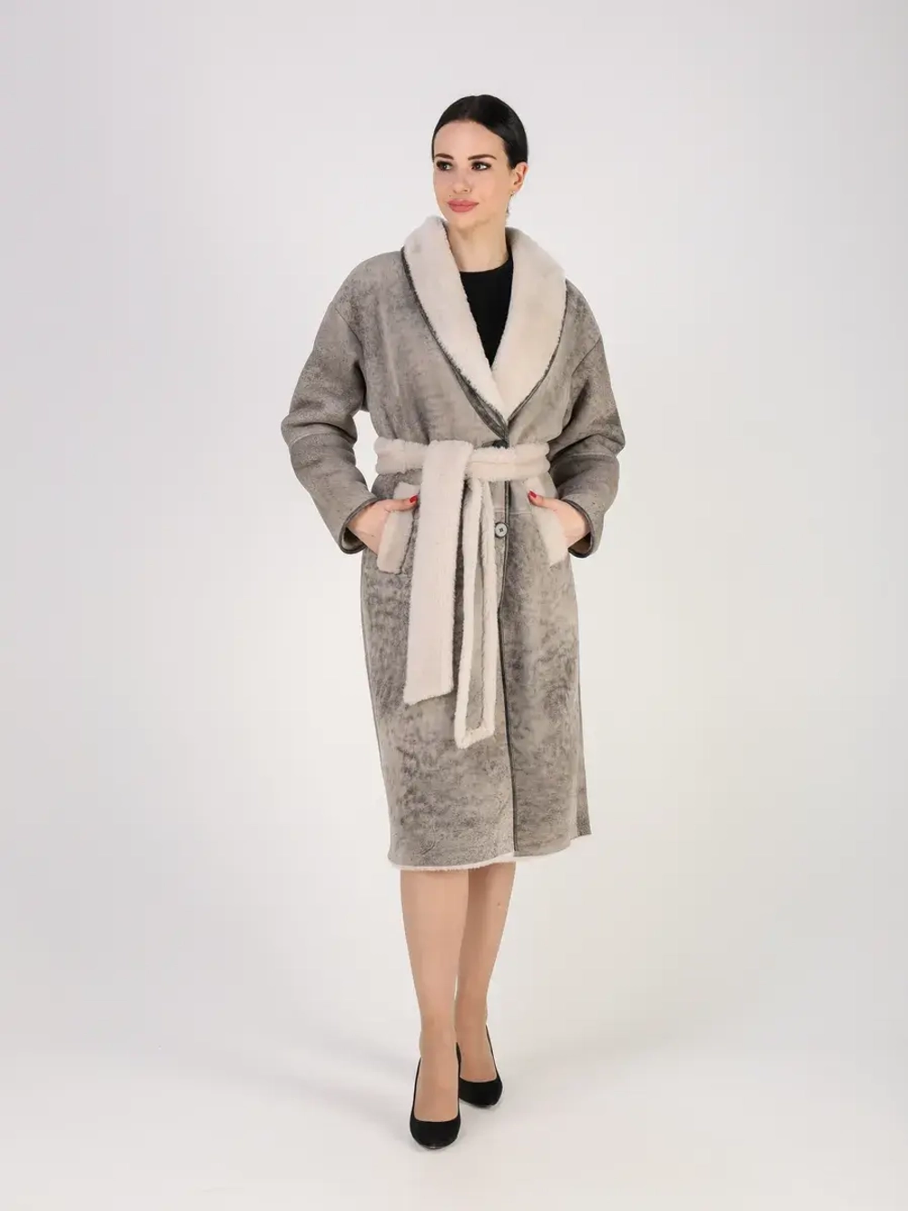 Дубленка зимняя натуральная длинная оверсайз