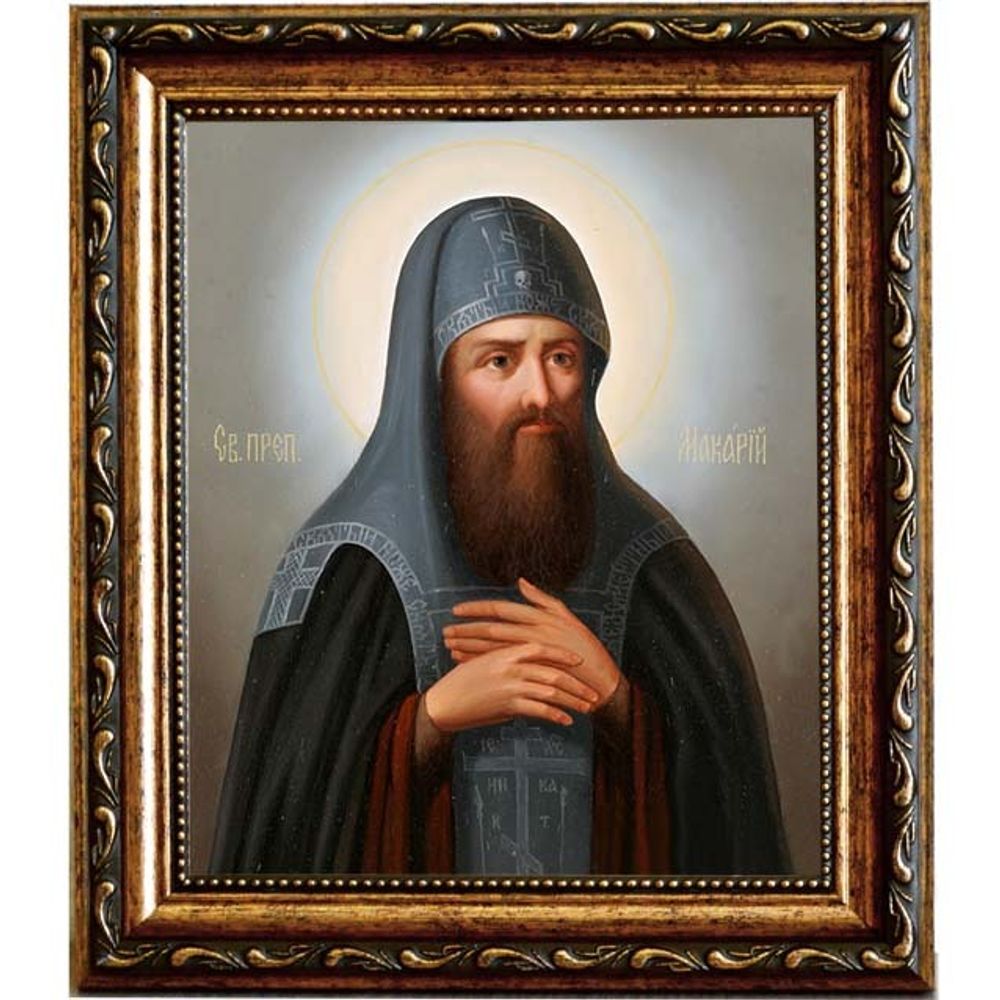 Макарий Печерский, преподобный постник. Икона на холсте.