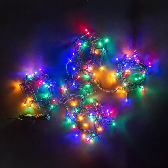 Светодиодная гирлянда Пятиминутка для ели высотой 2.1 м., 224 разноцветных LED ламп, зеленый ПВХ, Beauty Led (GFM224C-14-1M)