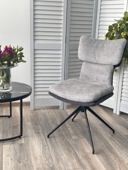 Стул NEVIS 360 град поворот с возвратом TENDER WAY80 серый, шенилл/ ODIN18 тем-серый / Черн