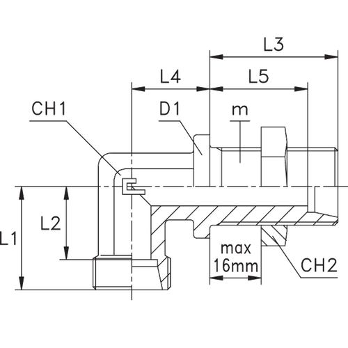 Соединение PD90 DS08 16х1.5 (корпус)