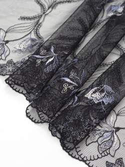 Кружево вышивка на сетке черная с орхидеей неэластичная ширина 25 см