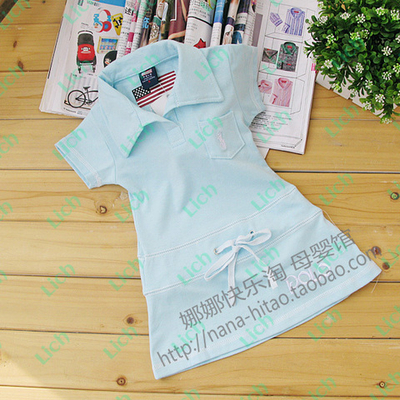 Платье детское с застежкой-поло, карманом и кулиской