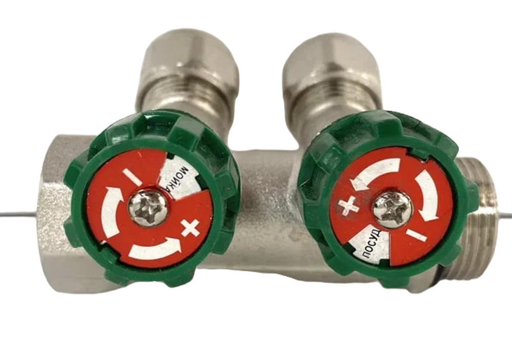 Коллектор Grema НВ 3/4x16 евроконус на 2 вых c вентилями (CN)