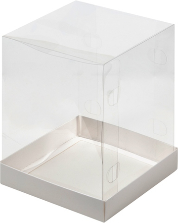 Коробка под торт и кулич с прозрачным куполом, 150*150*140 мм, БЕЛАЯ