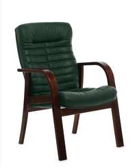 Кресло для посетителей Orion Wood D зеленая кожа