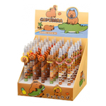 Ручка гелевая, пиши-стирай, автоматическая, Basir, синие чернила, серия "Капибара", с игрушкой на корпусе